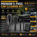 Set of 5 Premium Complete Car Cleaning Kit for Interior & Exterior Cleaning | Microfiber Duster Brush Set with Soft Detailing Brush, Cleaning Cloth & Extendable Handle | Scratch-Free Car Dust Cleaner Accessories Kit for Cars, SUV, Bike & Home Use